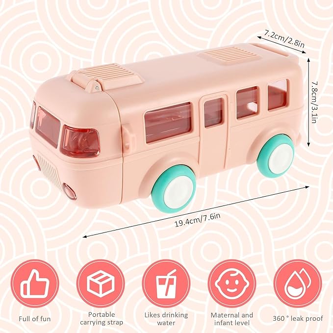 2-in-1 Toy Bus for Kids with Water Bottle