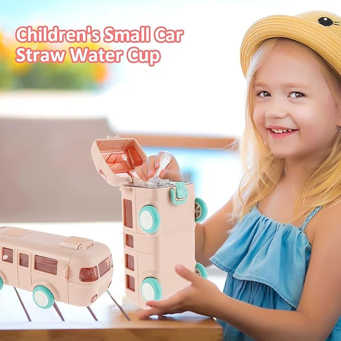 2-in-1 Toy Bus for Kids with Water Bottle