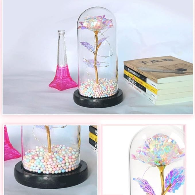Galaxy Glass Rose Flower with LED Light Great Gift Ideas
