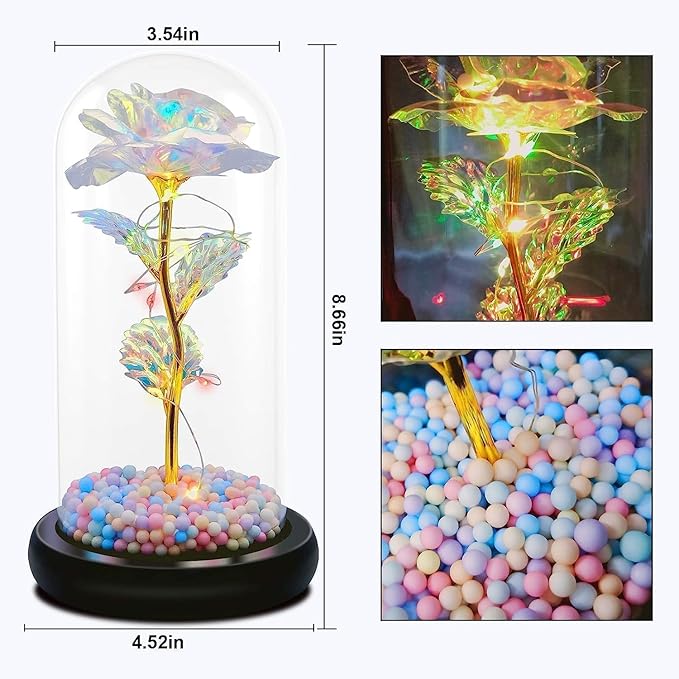 Galaxy Glass Rose Flower with LED Light Great Gift Ideas