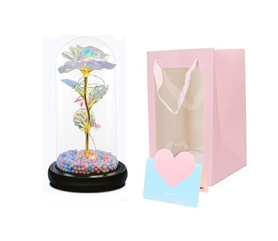 Galaxy Glass Rose Flower with LED Light Great Gift Ideas